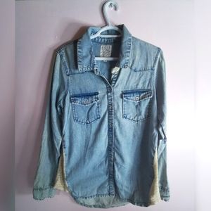 (2 for $40) Billabong Denim Button Down with Lace